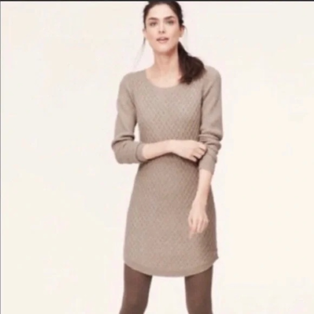 Tan Loft Knit Sweater Dress